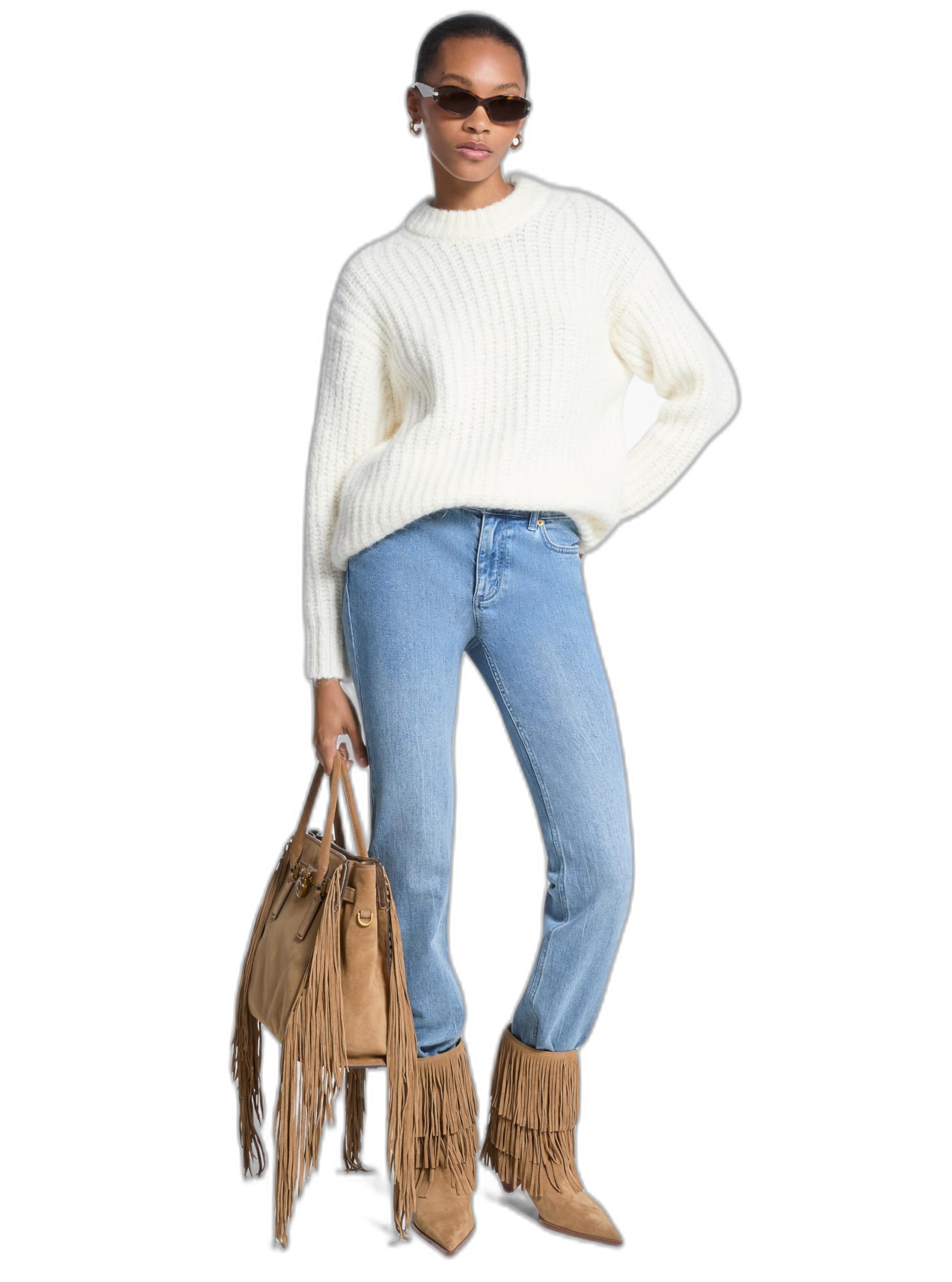 Michael Kors Womens Alpaca Crew Neck Easy Sweater