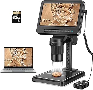 Leipan 1080P LCD Digital Microscope with 32GB SD Card, Coin Microscope with 5-inch IPS Screen,PC View,Photo/Video Capture,Compatible with Windows Mac