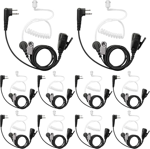 ERIPHA Auricular Walkie Talkie de 2 pines con micrófono PTT y tubo acústico de aire compatible con Motorola BPR40 CLS 1110 1410 VL50 RDM2070D