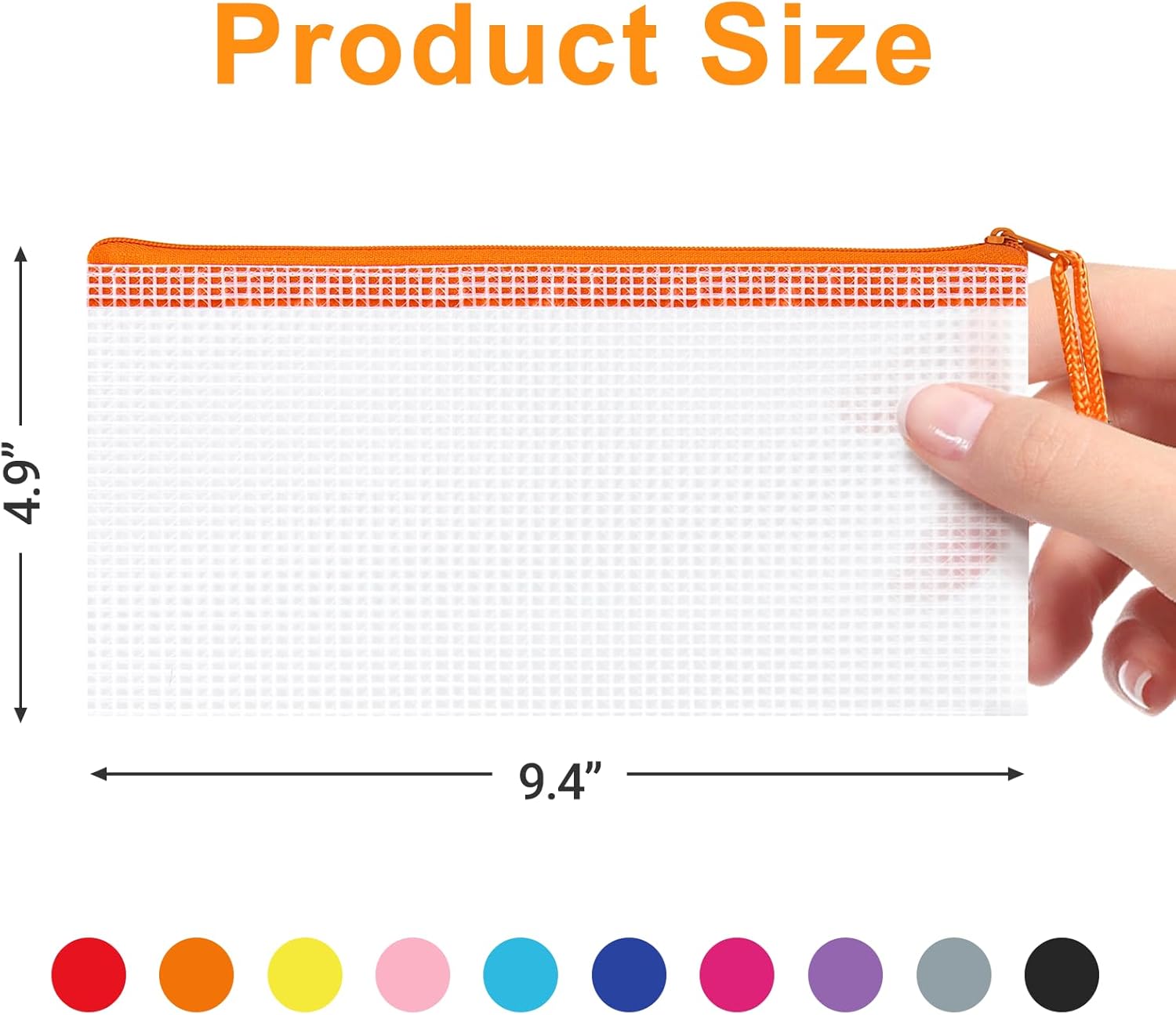 9.4x4.9 Inches Mesh Zipper Pouch with Sticker, 40 Pack Puzzle Storage Bags, Organization Baggies for Travel, Office Appliances, Classroom Supplies and Home Classification - Image 2