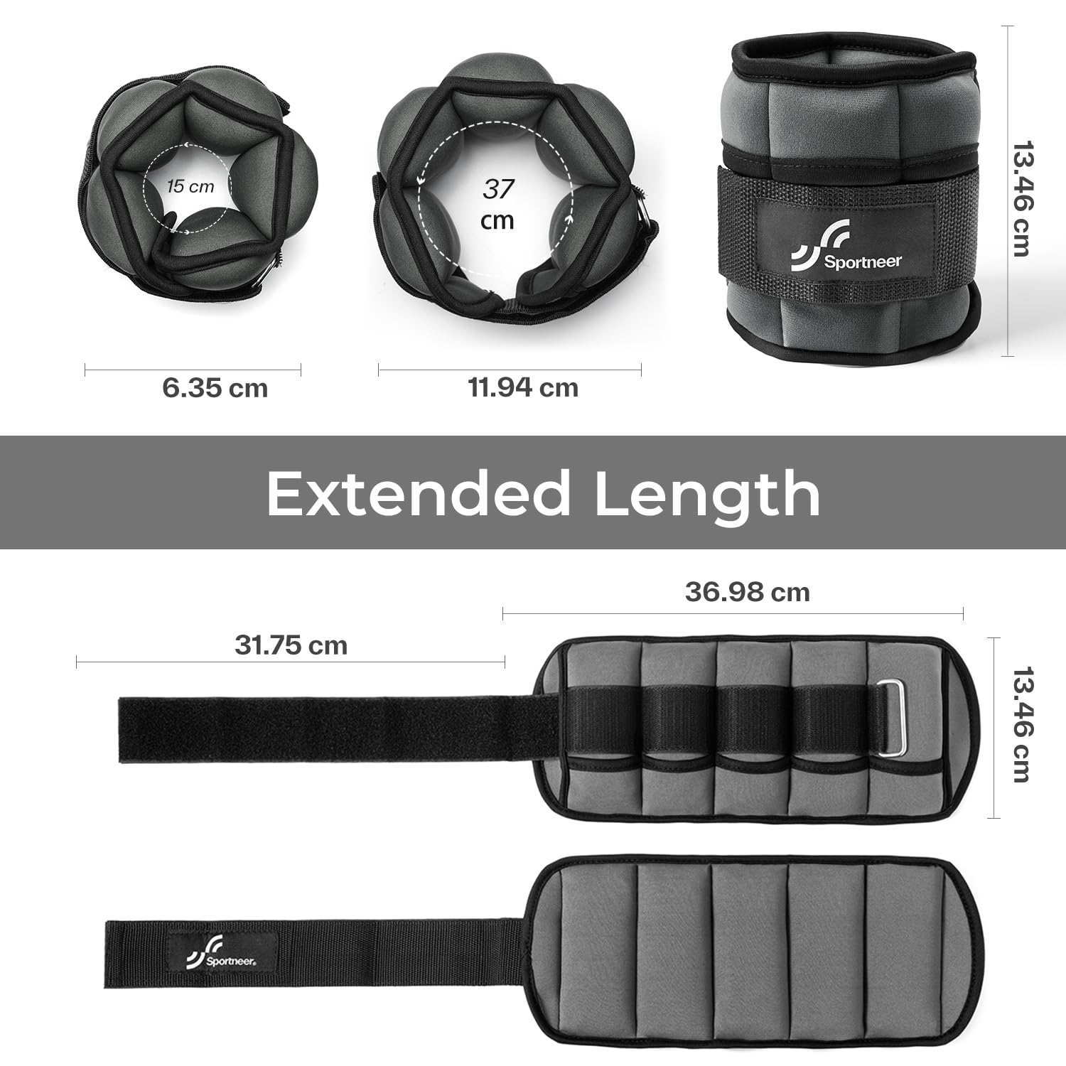 Sportneer, Enkelgewichten, verstelbare set, polsband 0.45-2.25 kg, elke enkel, 0.9-4.5 kg per paar Sportneer, Enkelgewichten, verstelbare set, polsband 0.45-2.25 kg, elke enkel, 0.9-4.5 kg per paar
