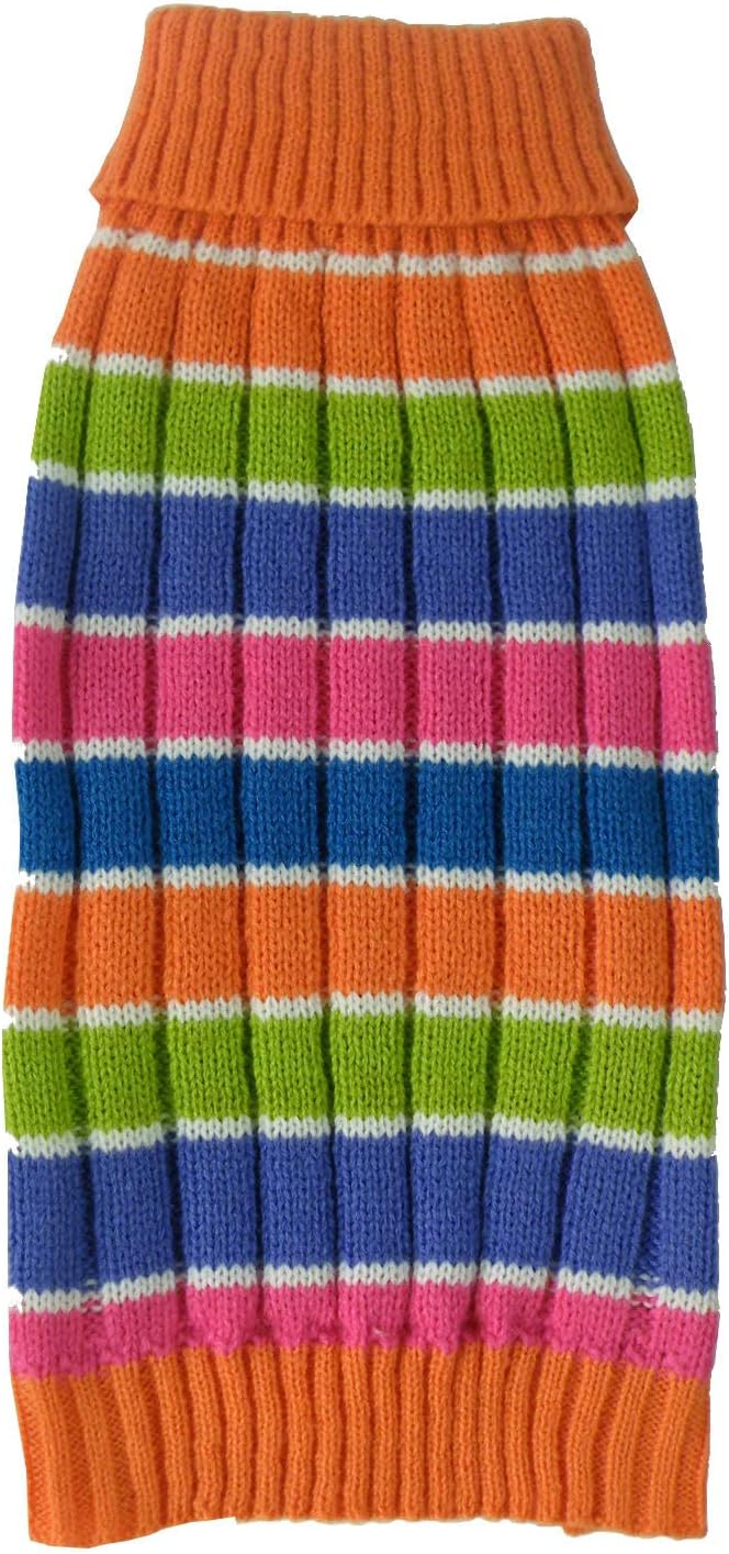 Pet Life ® Tutti-Beauty Heavy-Knitted Designer Fall and Winter Dog Sweater with Turtle Neck Warm Pet Sweater