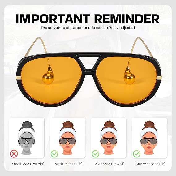 SODQW Oversized Aviator Sunglasses for Women With Earring 2025 Designer