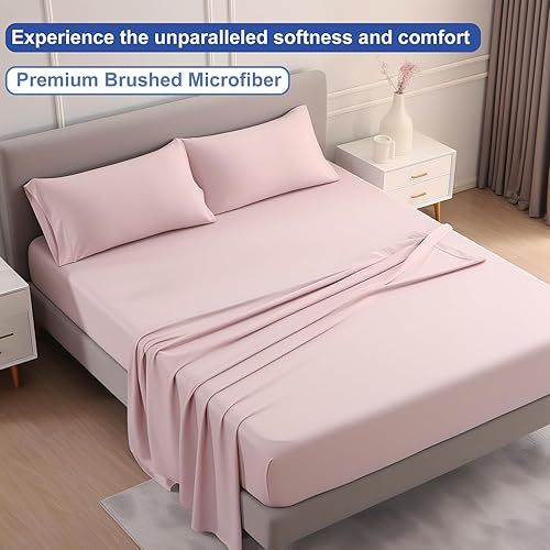 Miniatura 2 de MISERRO Juego de sábanas suaves para cama de tamaño Queen, microfibra cepillada, bolsillo profundo de 18 pulgadas, sábana bajera, sábana encimera y