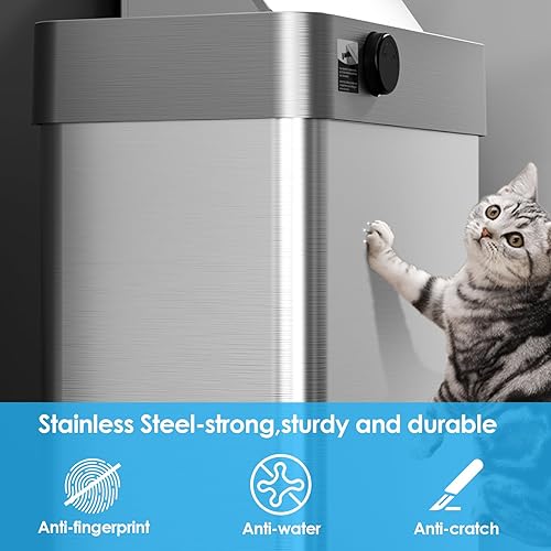 Miniatura 5 de TLSUNNY Cubo de basura automático sin contacto con sensor de movimiento de 18.5 galones, contenedor inteligente de acero inoxidable cepillado, con