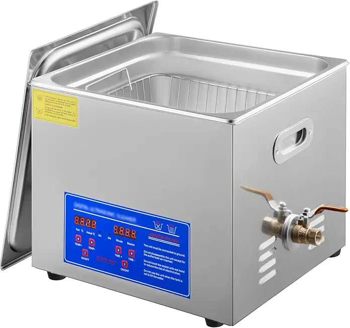VEVOR 15L Ultrasonic Cleaner with Digital Timer&Heater Professional Ultrasonic Cleaner 40kHz Advanced Ultrasonic Cleaner 110V for Wrench Screwdriver Repairing Tools Industrial Parts Mental Cleaning