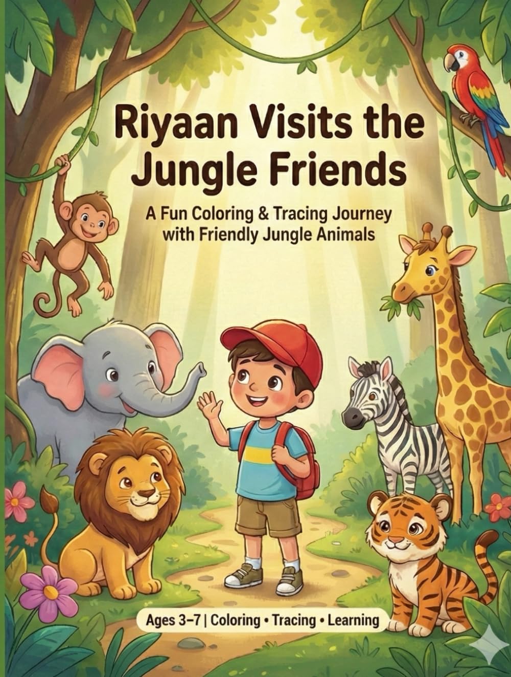 Riyaan Visits the Jungle Friends: A Fun Coloring & Tracing Book for Kids (Riyaan Visits His Animal Friends)