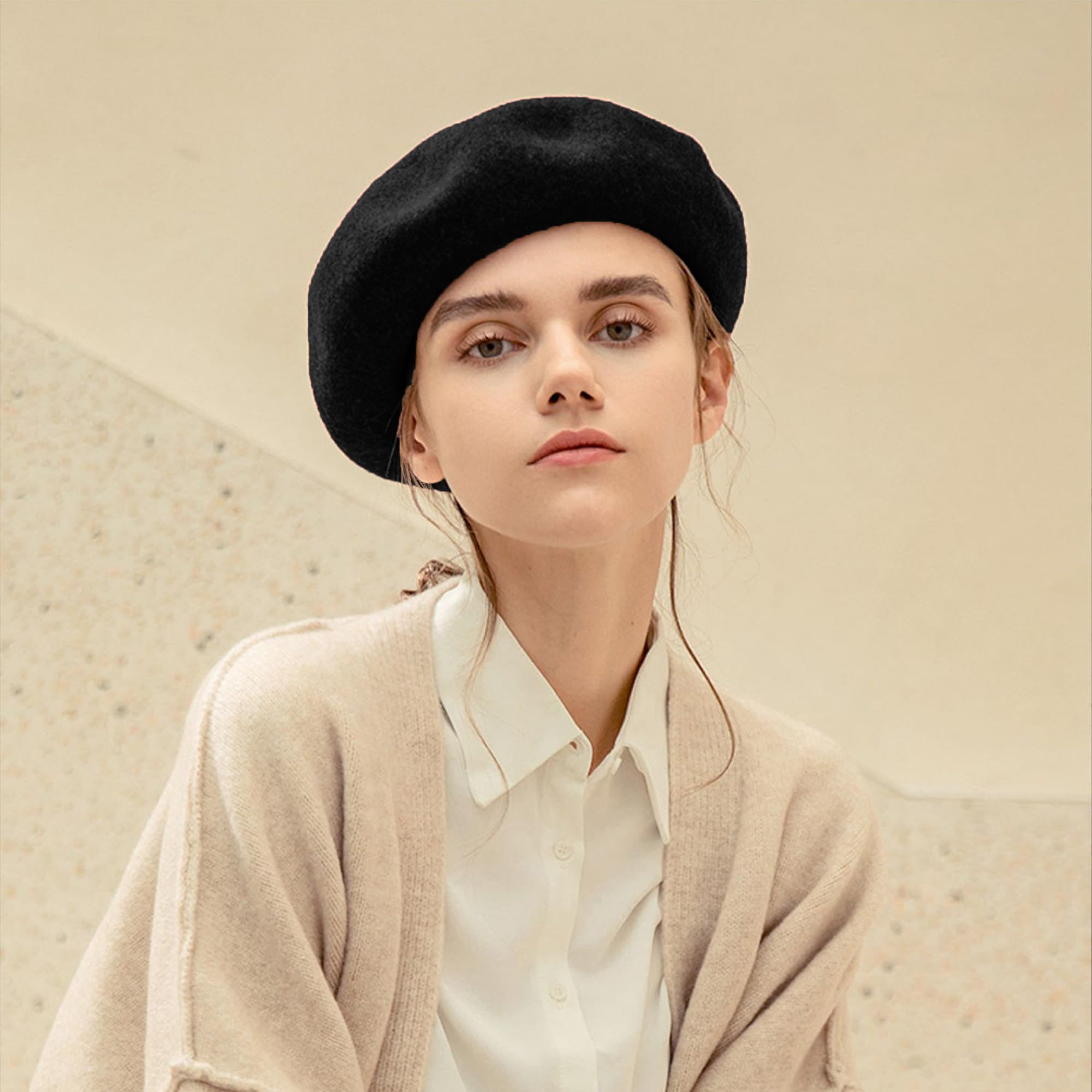 Mawjom Women French Beret Painter Hats - Classic Stretchable Solid Beanie Warm Winter Cap
