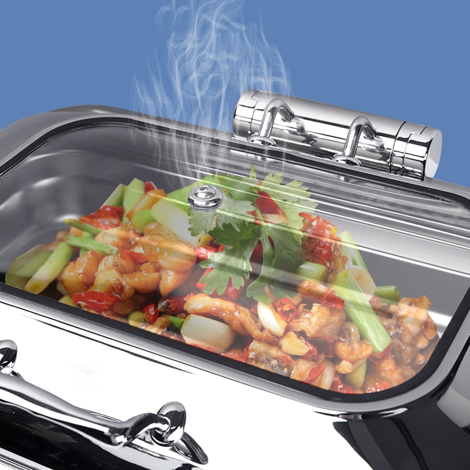 Scaldavivande Elettrico Professionale 304 Acciaio Inox Idraulico Chafing Dish all in One Touch Control Elettrico Scaldavivande da Cucina per Party, Catering(13.5L/3)