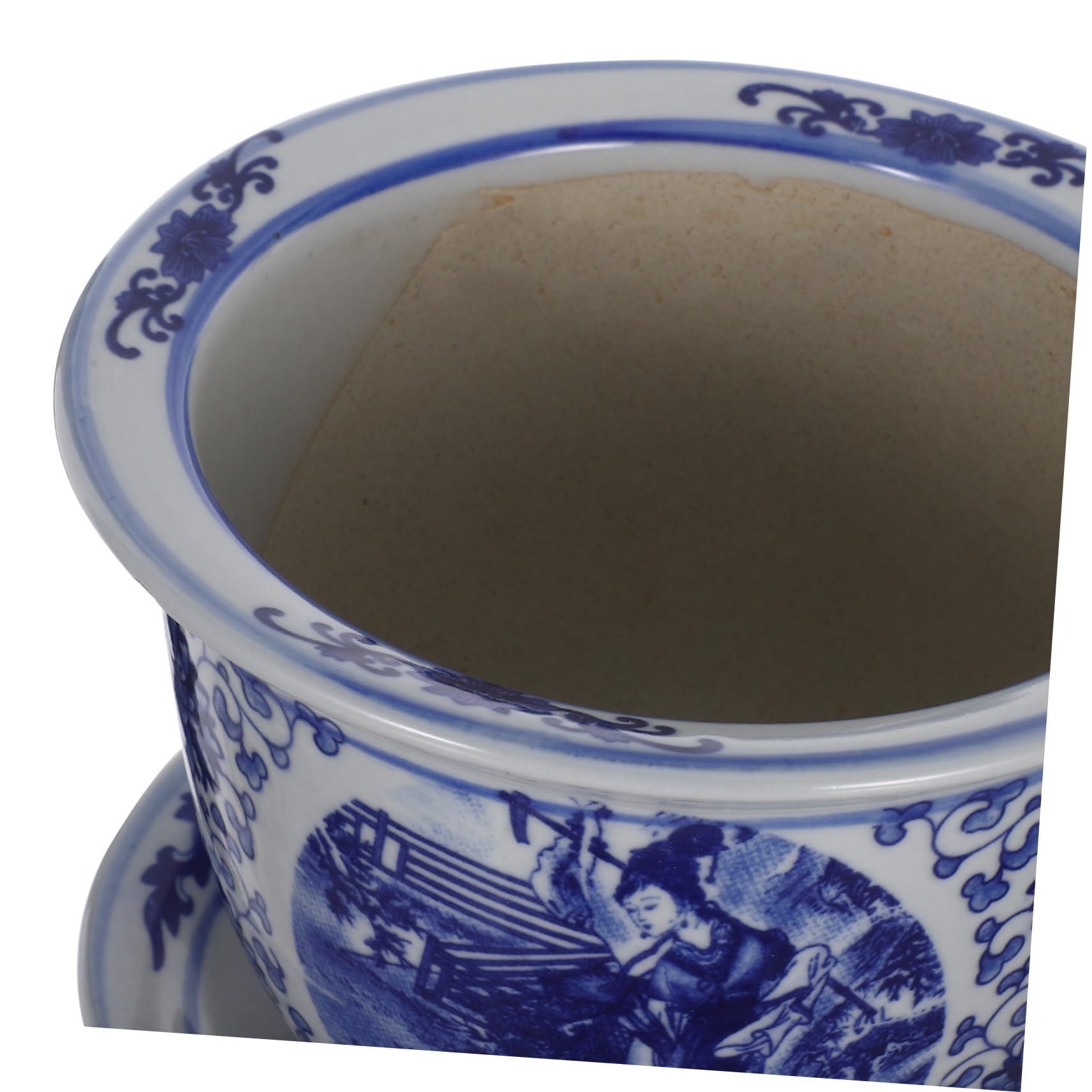 BESTonZON Ceramiczny Doniczka z Podstawką Chiński Niebiesko Biały Kwiatowy Wzór Dekoracyjny Doniczka Do Roślin Domowych Sukulentów i Bonsai Łatwy Utrzymaniu Design