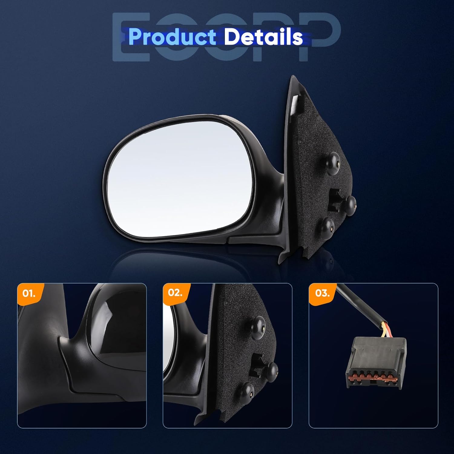 ECCPP Exterior Mirrors Replace with 1997-2004 For Ford For F-150 1997-1999 250 Driver Side FO1320230