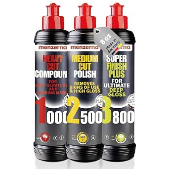 menzerna Polishing Set 8oz HCC1000, MCC2500 & 3800 | 3-Step System for Scratch Removal, Swirl Elimination & Mirror-Like Finish