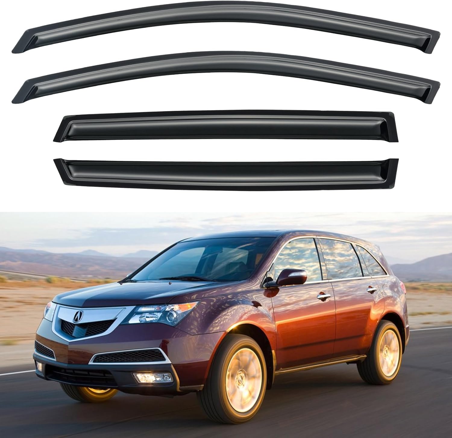 Window Rain Guards Shield for 2007-2013 Acura MDX, Window Vent Visors Shades Wind Deflectors for 07 08 09 10 11 12 13 Acura MDX