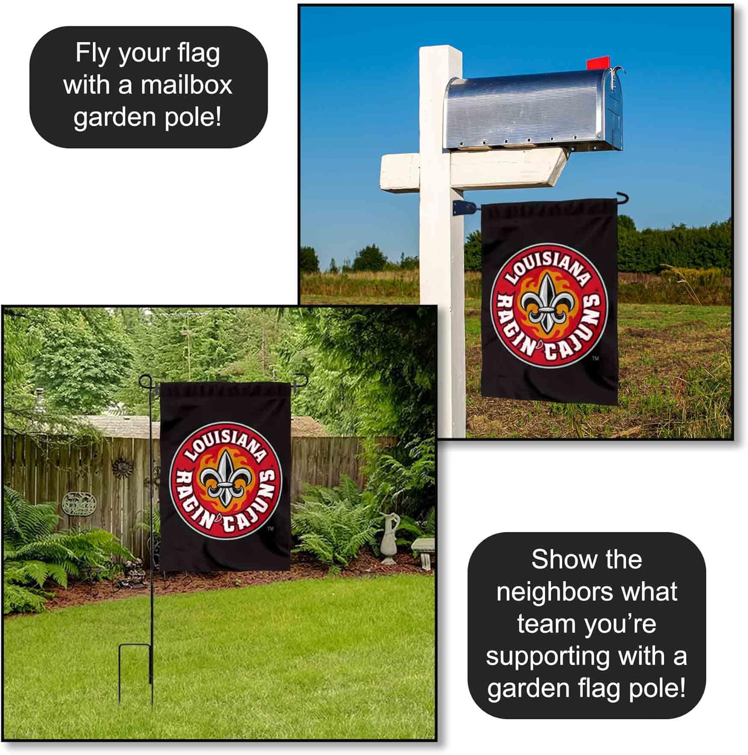 Louisiana Lafayette Ragin Cajuns Dual Logo Garden Banner Flag - Image 4
