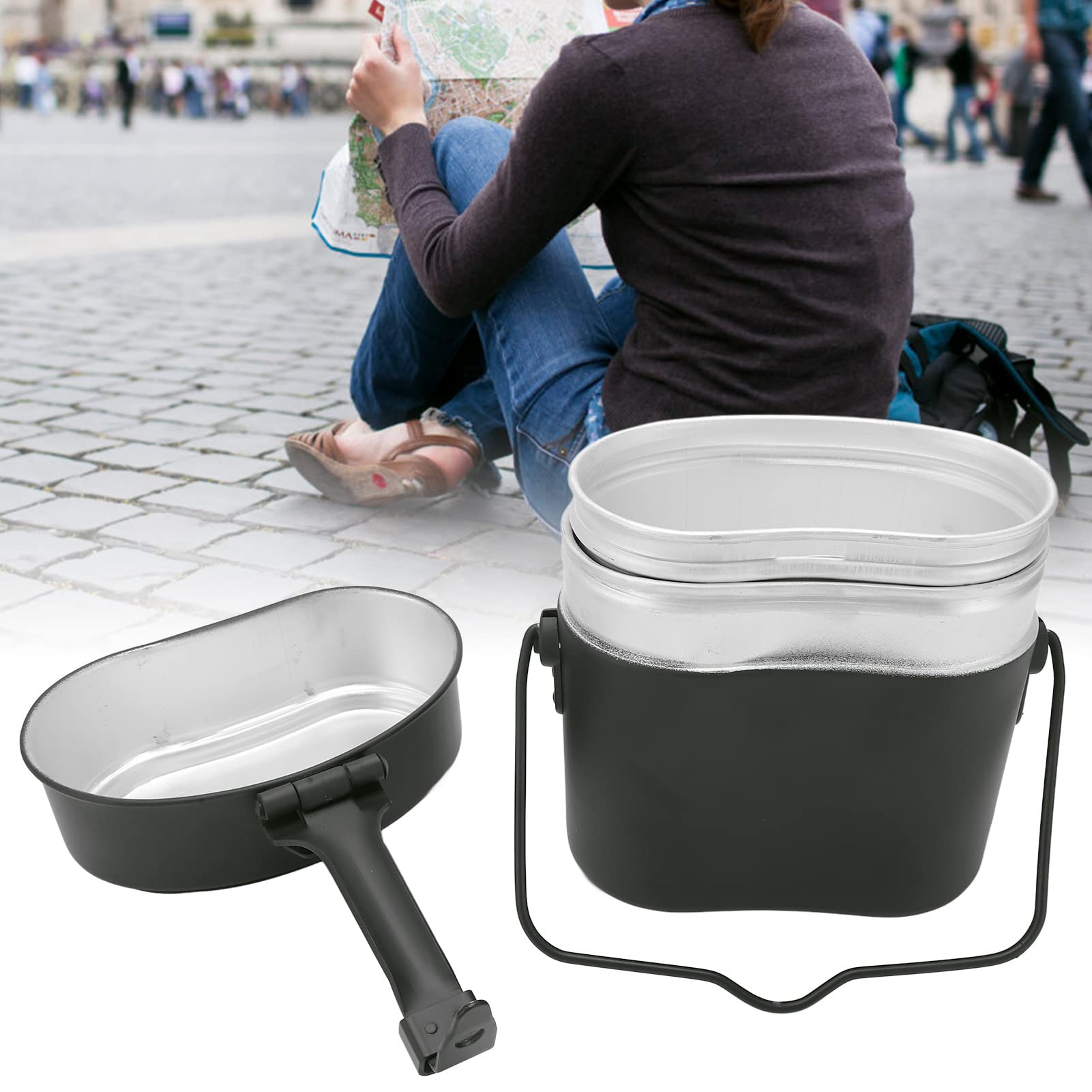 Set Pentole Da Campeggio In Alluminio - 10 Pezzi Per Escursionismo E Picnic (Leggero E Compatto)