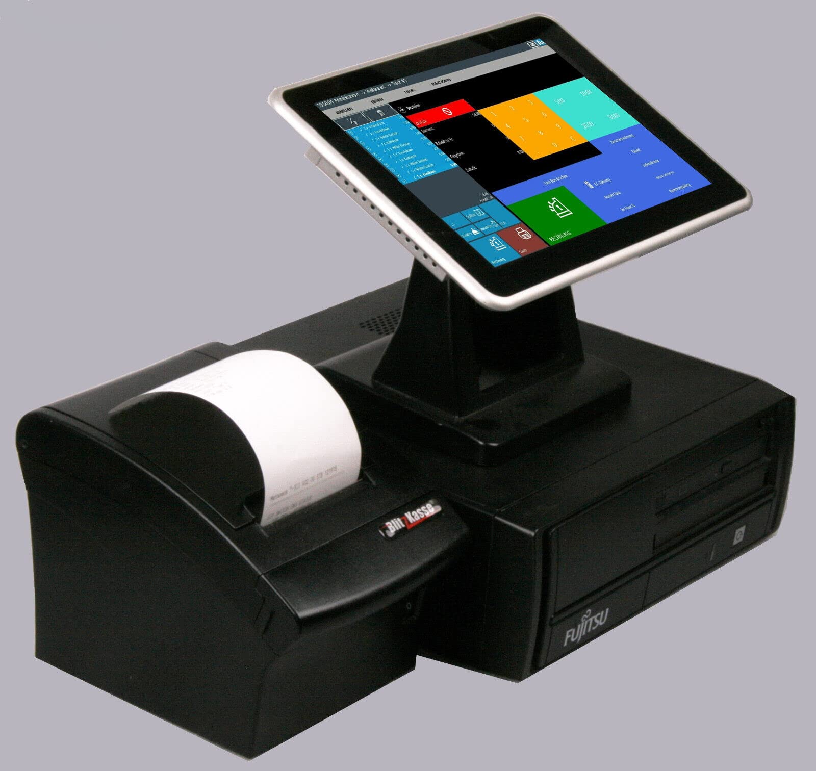 10" Kassensystem für Einzelhandel – Touchscreen Kasse für Kiosk, Tabakladen, Imbiss-Laden & Friseur mit Bondrucker, BlitzKasse Handel LITE, TSE-konform, ohne Abo