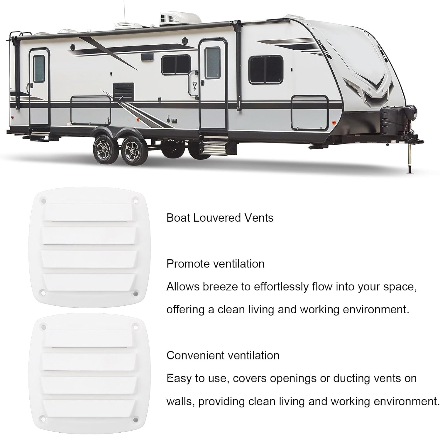 2PCS Boat Louvered Vents, 5 Inch Nylon Marine Air Vent Grille Ventilation Cover with Optimal Airflow, for Yacht RV Caravans Home