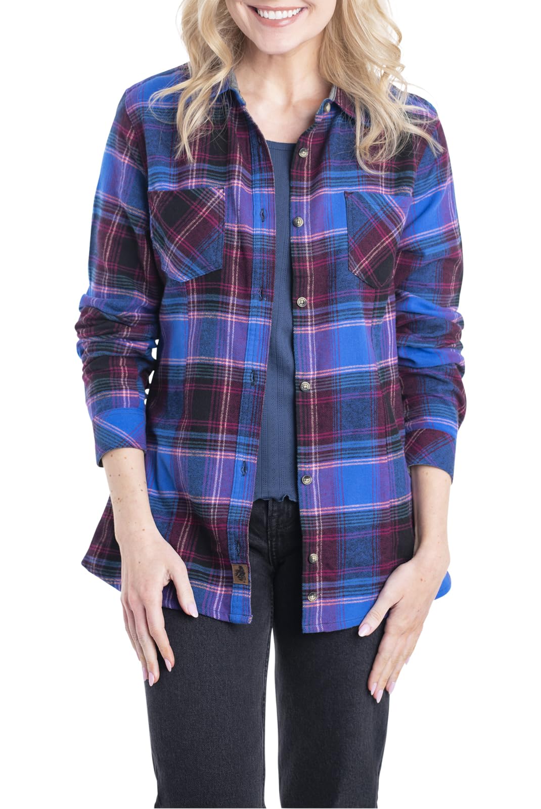 Legendary WhitetailsWomen’s Long Sleeve Plaid Flannel Button Up Shirt 100% Cotton