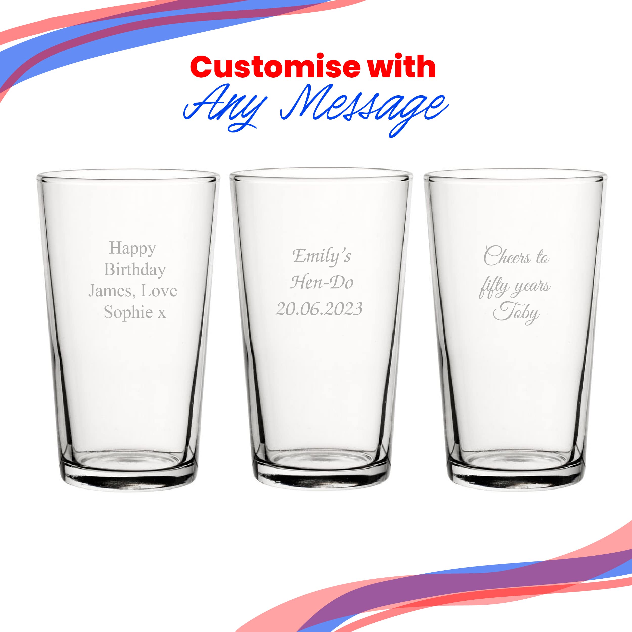 Vaso de hiball cónico personalizado grabado de 10 onzas/295 ml, cualquier mensaje para cualquier ocasión, como cumpleaños, bodas, Navidad, Pascua, graduación, grabado en el Reino Unido