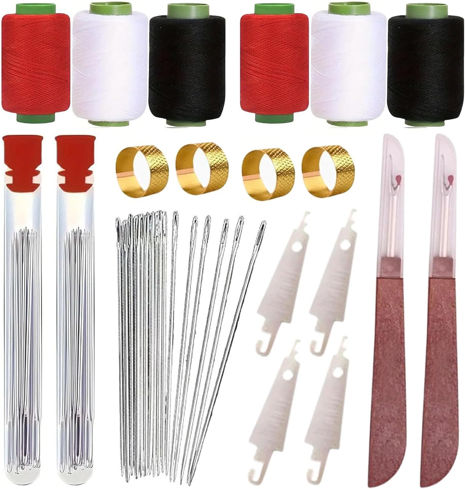 37PCS Sewing Tool Set, Needles Thread Hand Repair Tools, Multi-Purpose Ultra-Lightweight Needle and Thread Kit (2Set)