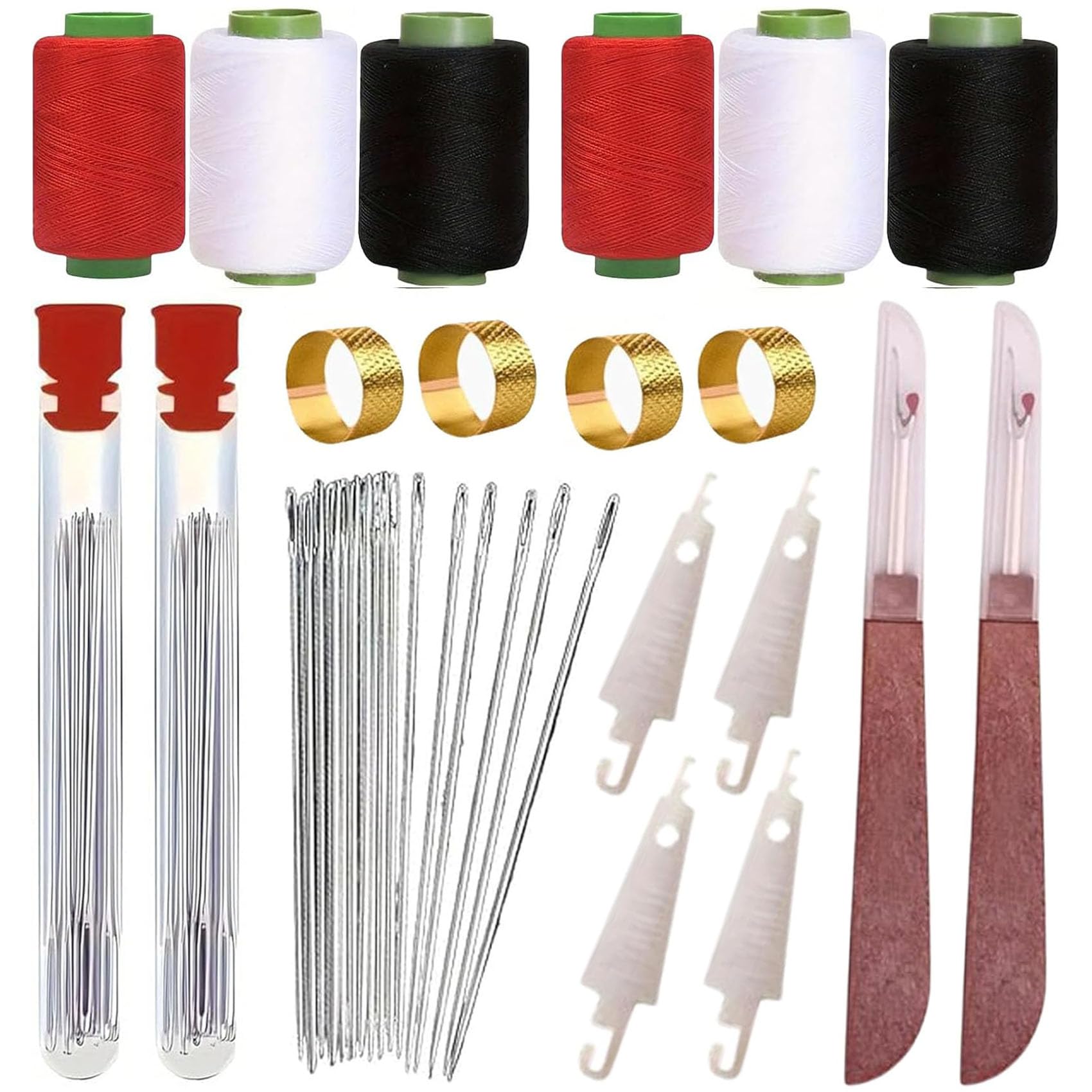 37PCS Sewing Tool Set, Needles Thread Hand Repair Tools, Multi-Purpose Ultra-Lightweight Needle and Thread Kit (2Set)