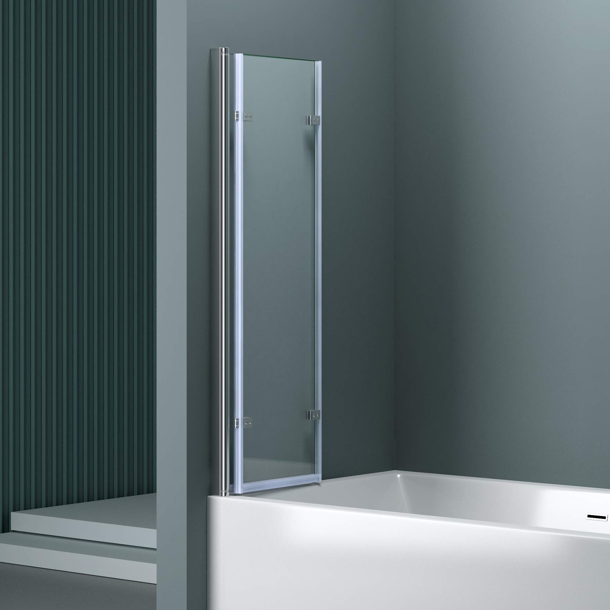 doporro Parete doccia per vasca da bagno, 130 x 140 cm, parete pieghevole
