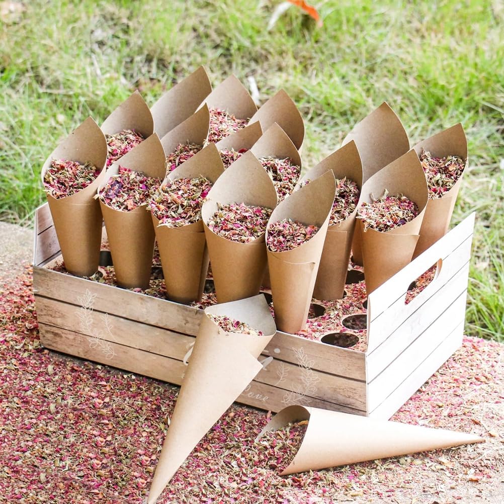 Gadpiparty 120pcs Paper Conesfor Flower Petals, for Wedding Confetti Flower Paper Cones Party Favor Holders, Small Bouquets Candy and Petal