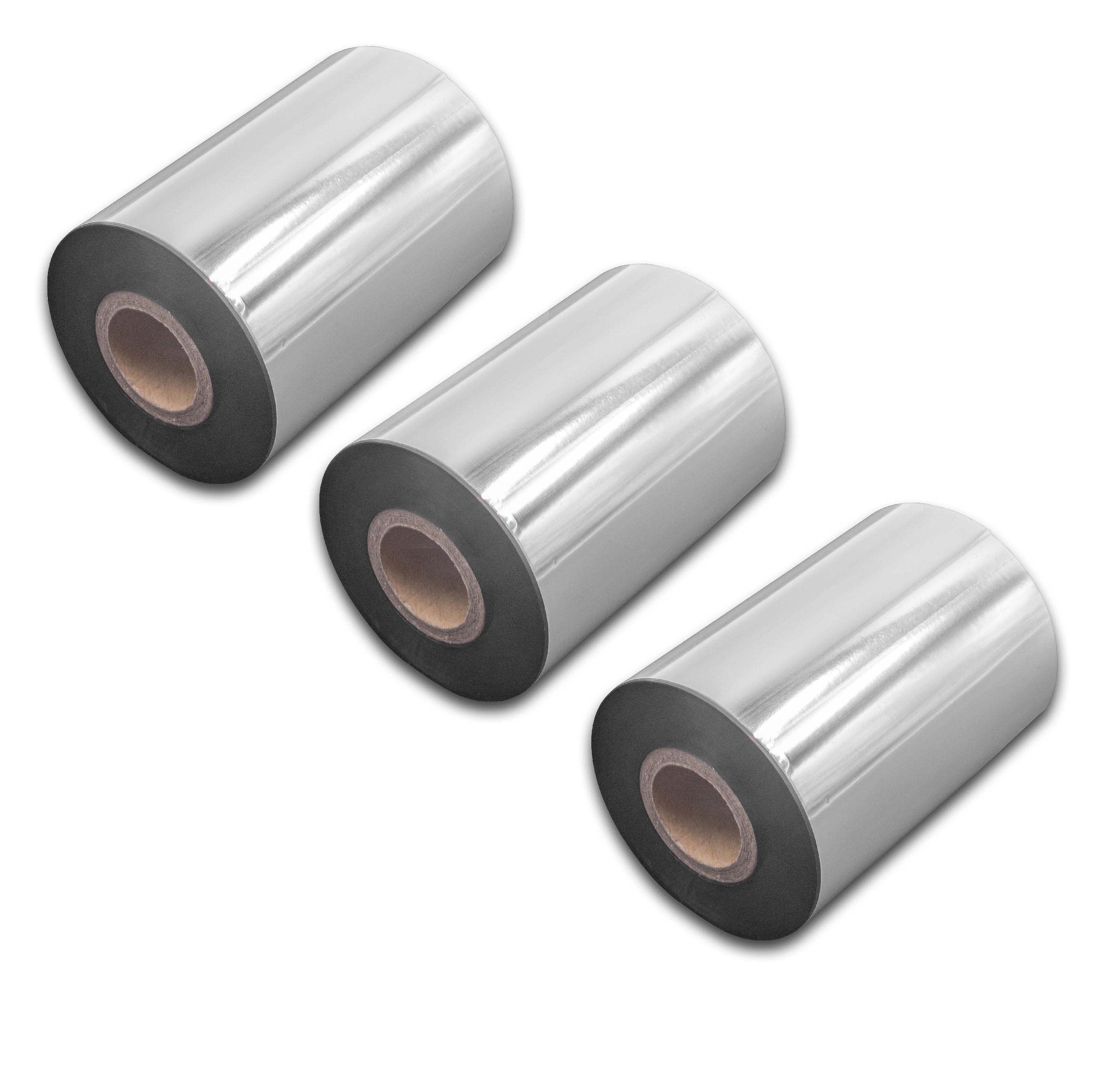vhbw 3x nastro trasferimento termico compatibile con TSC TX200, TTP-644MT, TX600, TX300 etichettatrice, indelebile, 90mmx300m, cera/resina