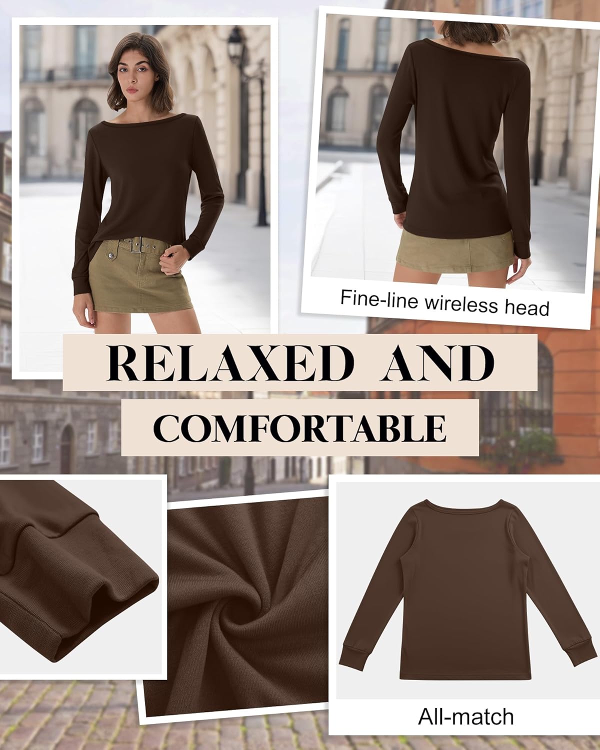 3 Pack Women's Boat Neck Long Sleeve Shirts, Cotton Tunic Tops Loose Fit Blouses Fall Casual Basic Tee Shirt - Image 5