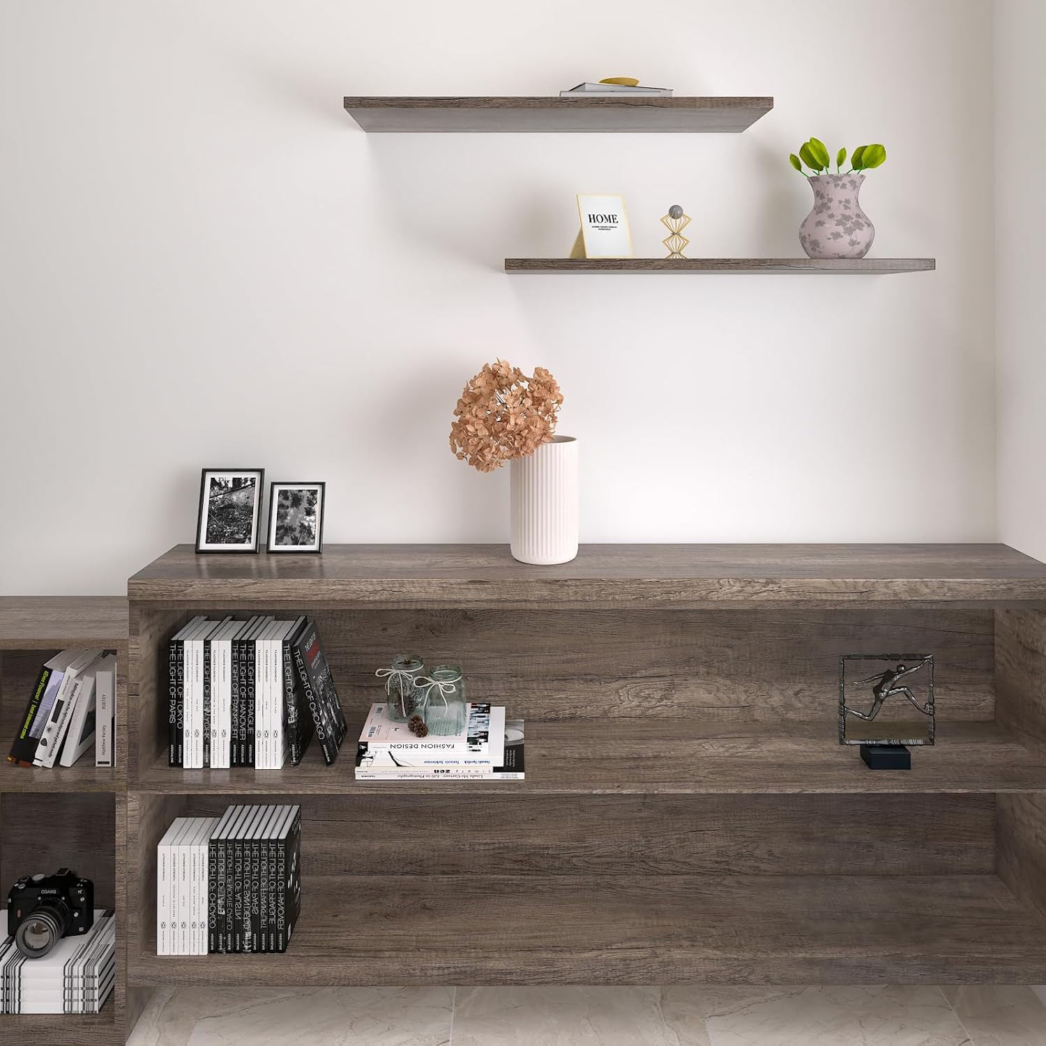 CRE8TIVE 24"x354" Grey Brown Wood Contact Paper Self Adhesive Large Size Wood Grain Wallpaper Peel and Stick Removable Waterproof Thick Decorative Rustic Wood Look Vinyl Paper for Countertops Cabinets