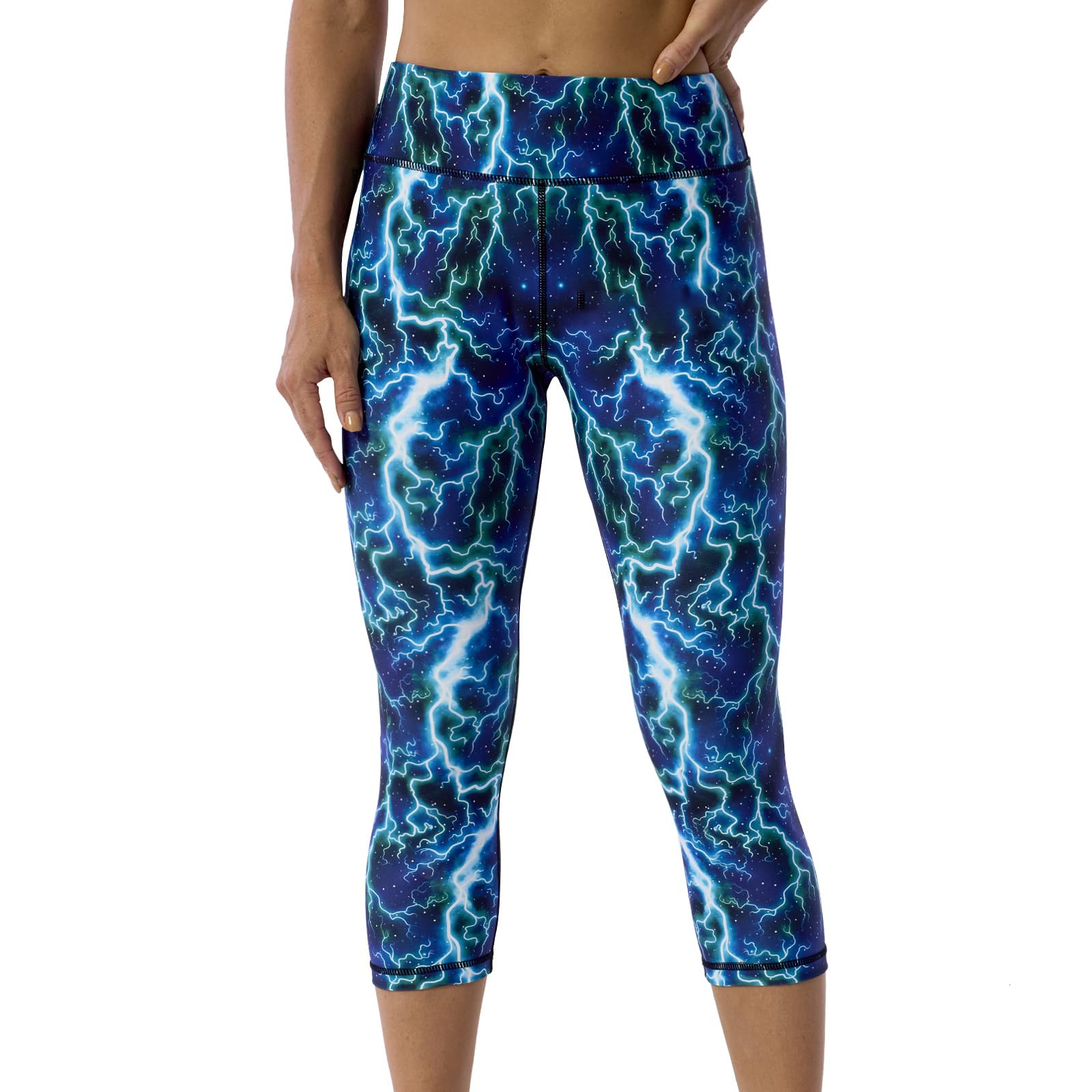 UIUO-UIPEU Leggings capri estampados con bolsillos para mujer, control de abdomen, entrenamiento, yoga, capris