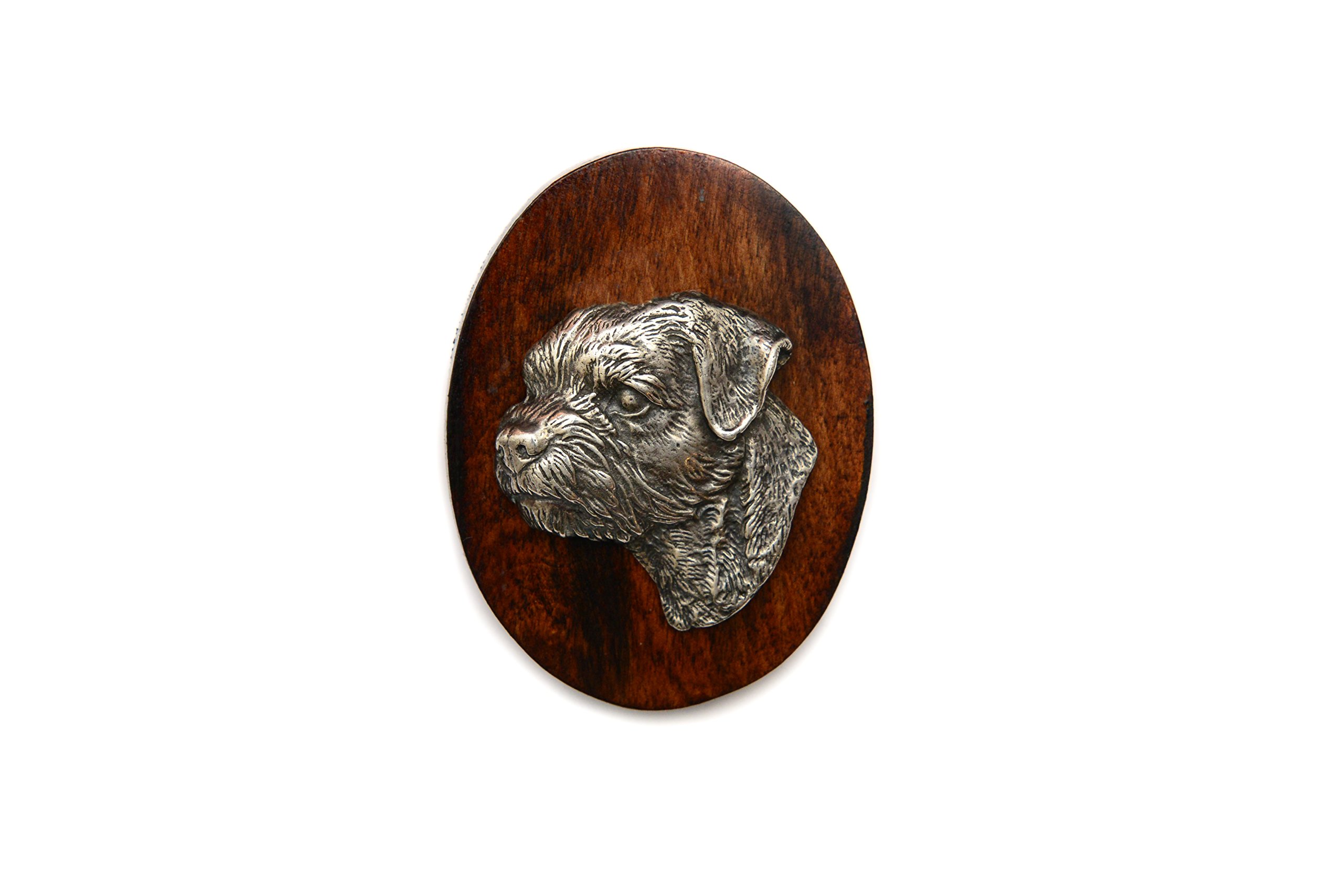 Art-Dog Dog Show Ring Clip Number Holder - Brooch with Clip Dog Show Exhibit Number Holder - Handmade Dog Show Accessory – Dog Tag Clip 7x5cm – Border Terrier — image 1