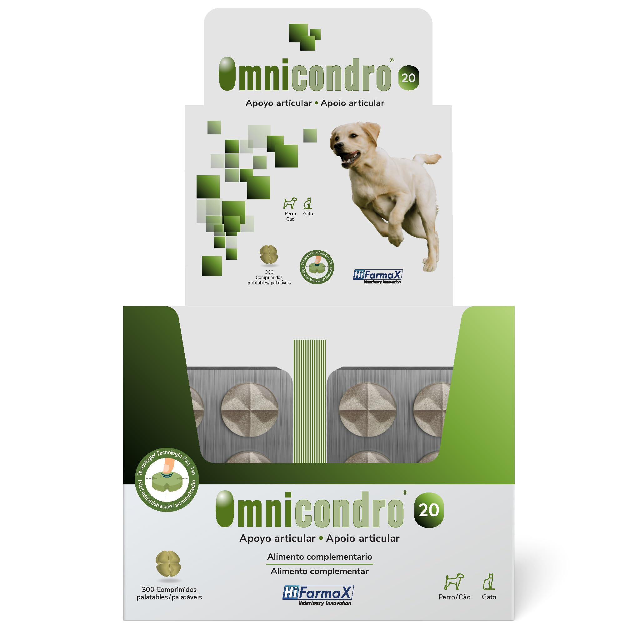 Omnicondro 20 Hifarmax - Condroprotector para Perros y Gatos | Glucosamina y Condroitina para Articulaciones | Vitaminas Mascotas | Suplementos para Perros Mayores | 300 Comprimidos