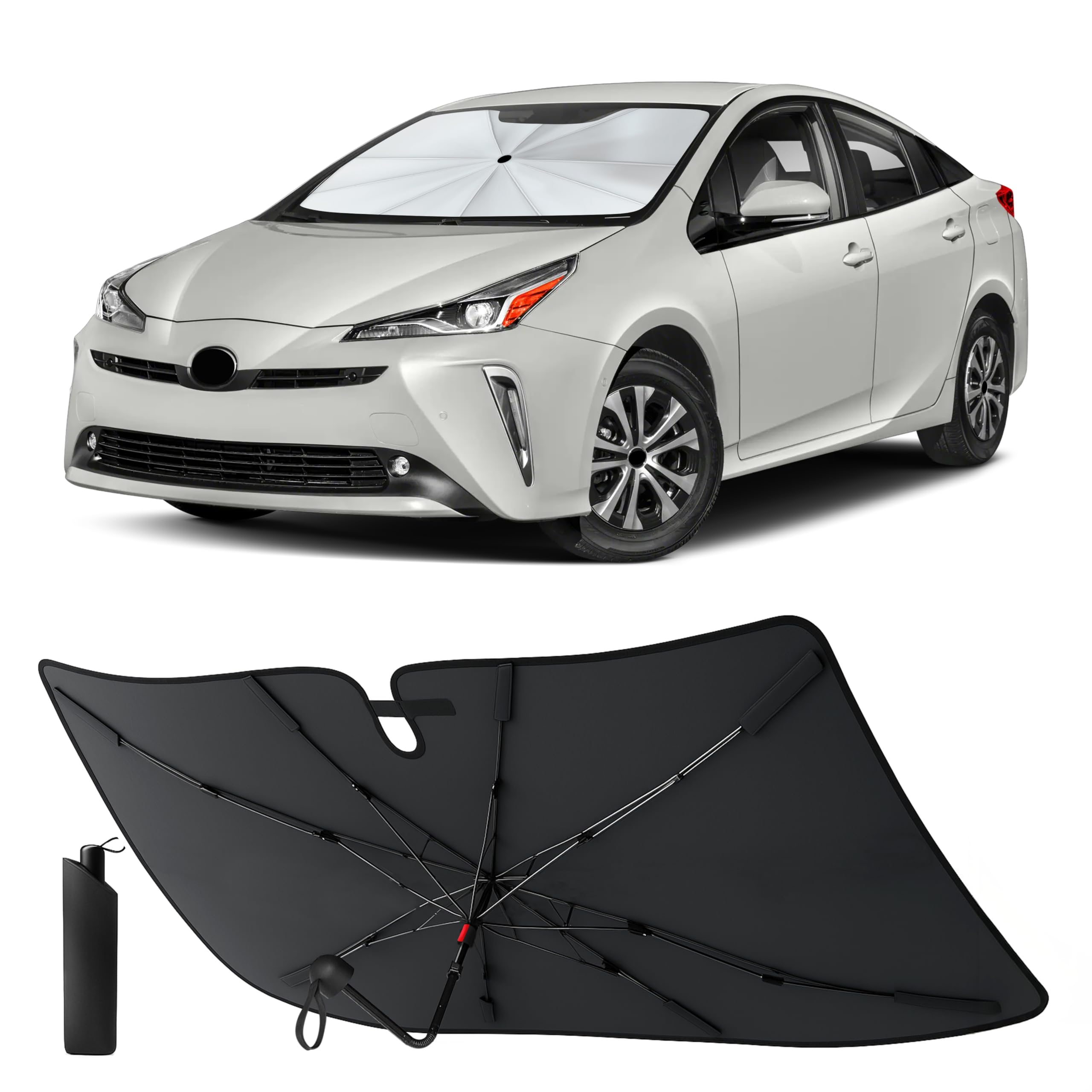 EcoNour Foldable Windshield Sun Shade Window Tint Fit for 2021-2024 2025 2026 Toyota Prius Hatchback Sunshade, Front Car Window Shades Sun Visor, UV Protection, Heat Blocker, Car Accessories