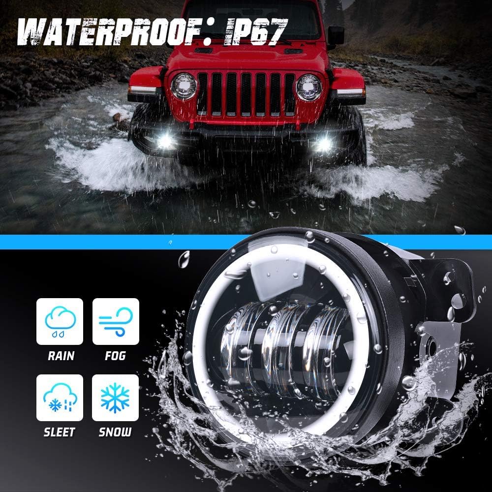 Bеѕt Rеvіеw Tugwuetlwu 4 Inch Round Halo Led Fog Light for Wrangler JL JLU 2018-2021 Upgraded White Daytime Running Light & Amber Turn Signal Light with 2 Bracket(JL Black with Halo)