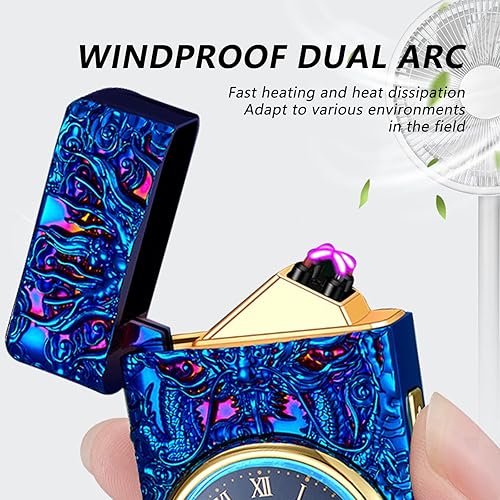 Miniatura 2 de BABOBIU Encendedor eléctrico USB recargable con delfín, resistente al viento, sin llama, con doble arco de plasma para velas, incienso, fuegos