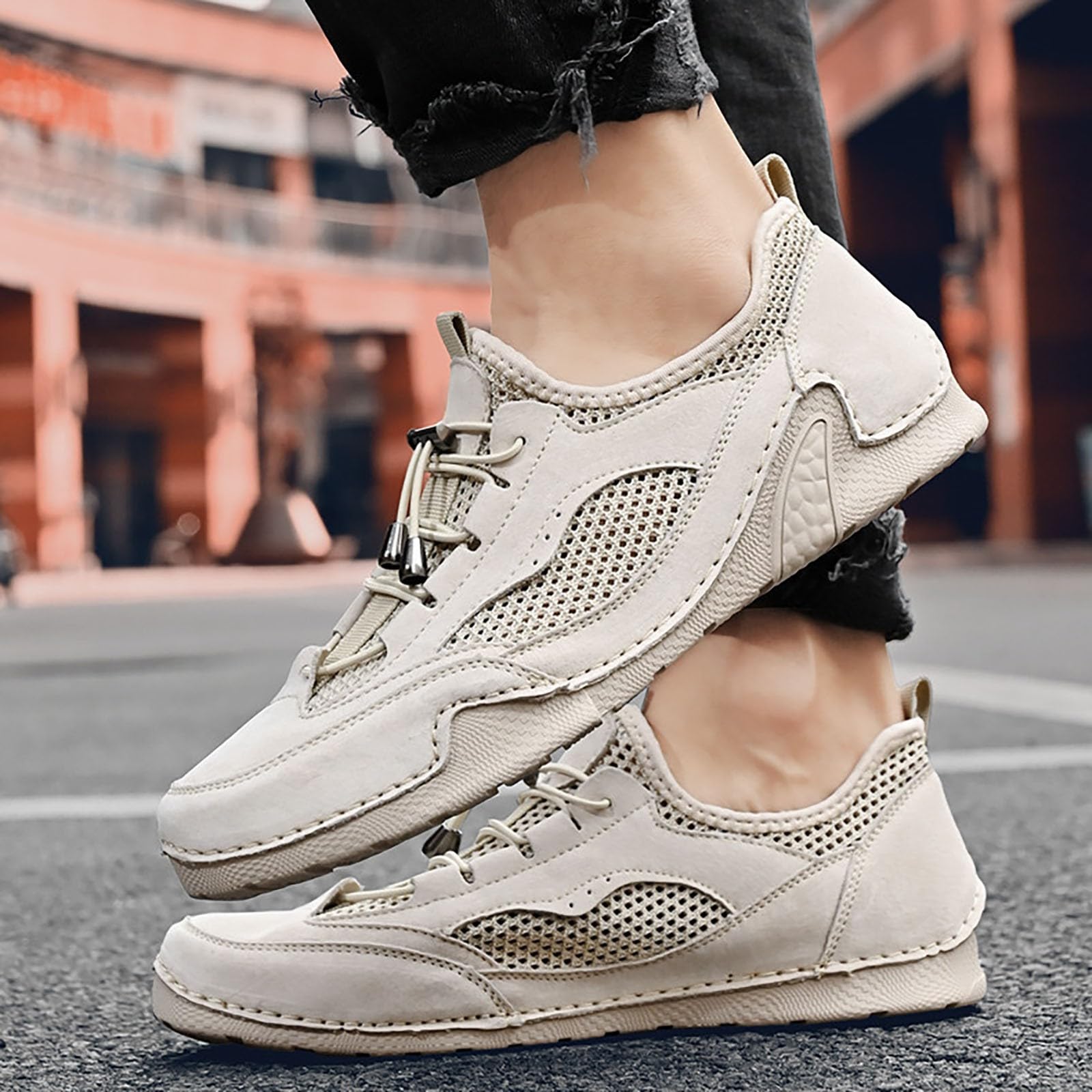 Herren-Sneaker, modisch, flach, Schnürung, Strand, Casual, Sportschuhe, Laufen, leicht, Sneaker, Vintage, rutschfest, Wandern, atmungsaktiv, Jogging-Schuhe