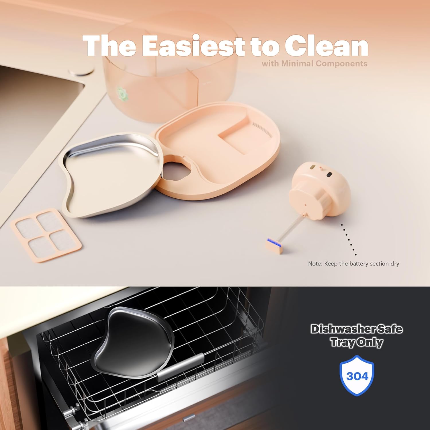 PetTop ポンプレス キャットウォーターファウンテン - 102オンス/3L - ステンレススチールトレイ - 3600mAh