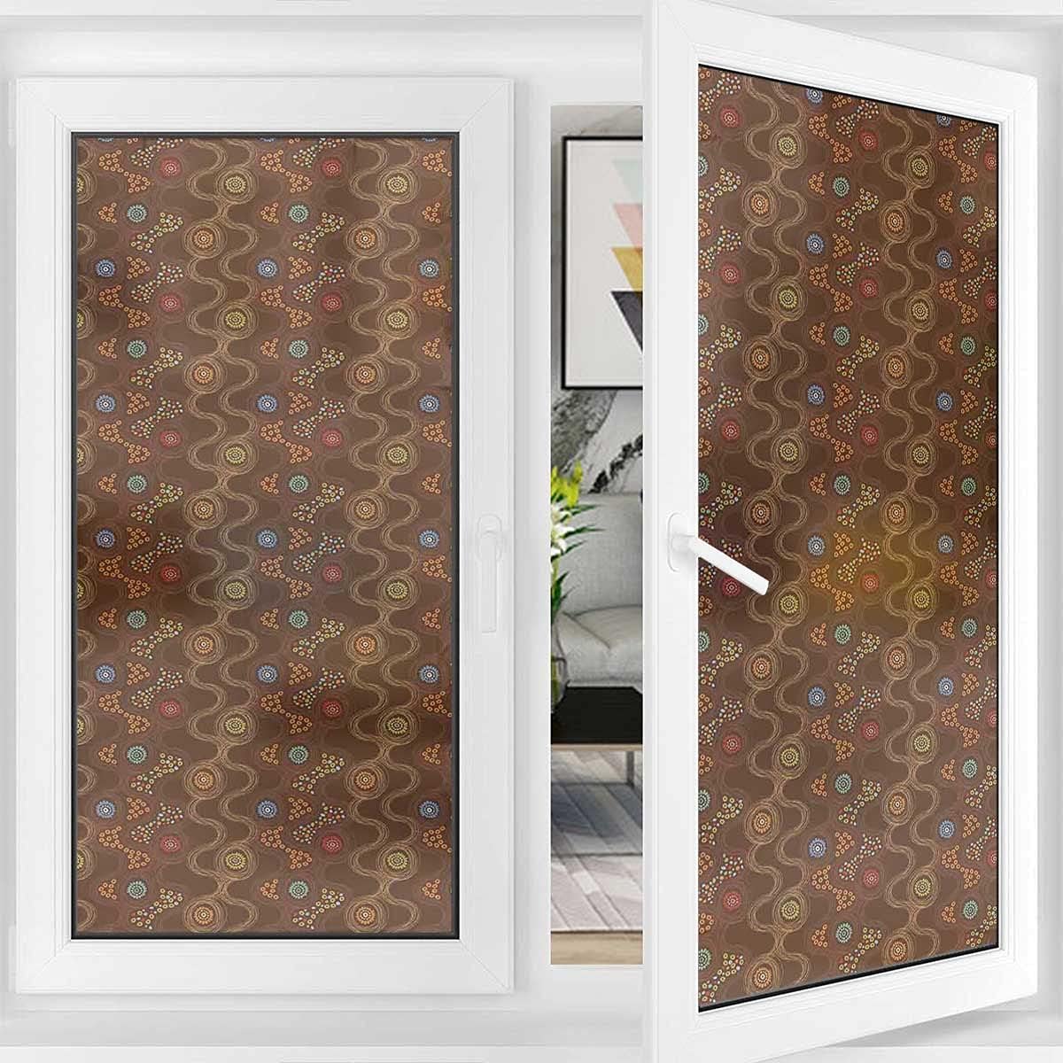 Window Privacy Film Frosted Glass Window Clings Curved Doodle Lines Stained Glass Window Film Decorative Privacy Window Film 17.7Wx35.4L inch x2 Pcs