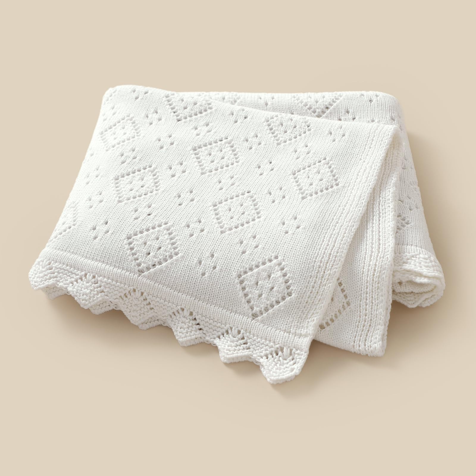 Avibae Baby Swaddle Blanket 100% Cotton Gender Neutral Pointelle Receiving Blanket for Boys Girls Cuddle Stroller Crib