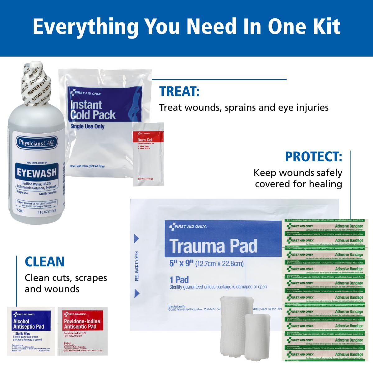 First Aid Only 520-FR All-Purpose First Responder Emergency First Aid Kit for Home, Work, and Travel, 158 Pieces — Amazon image 4
