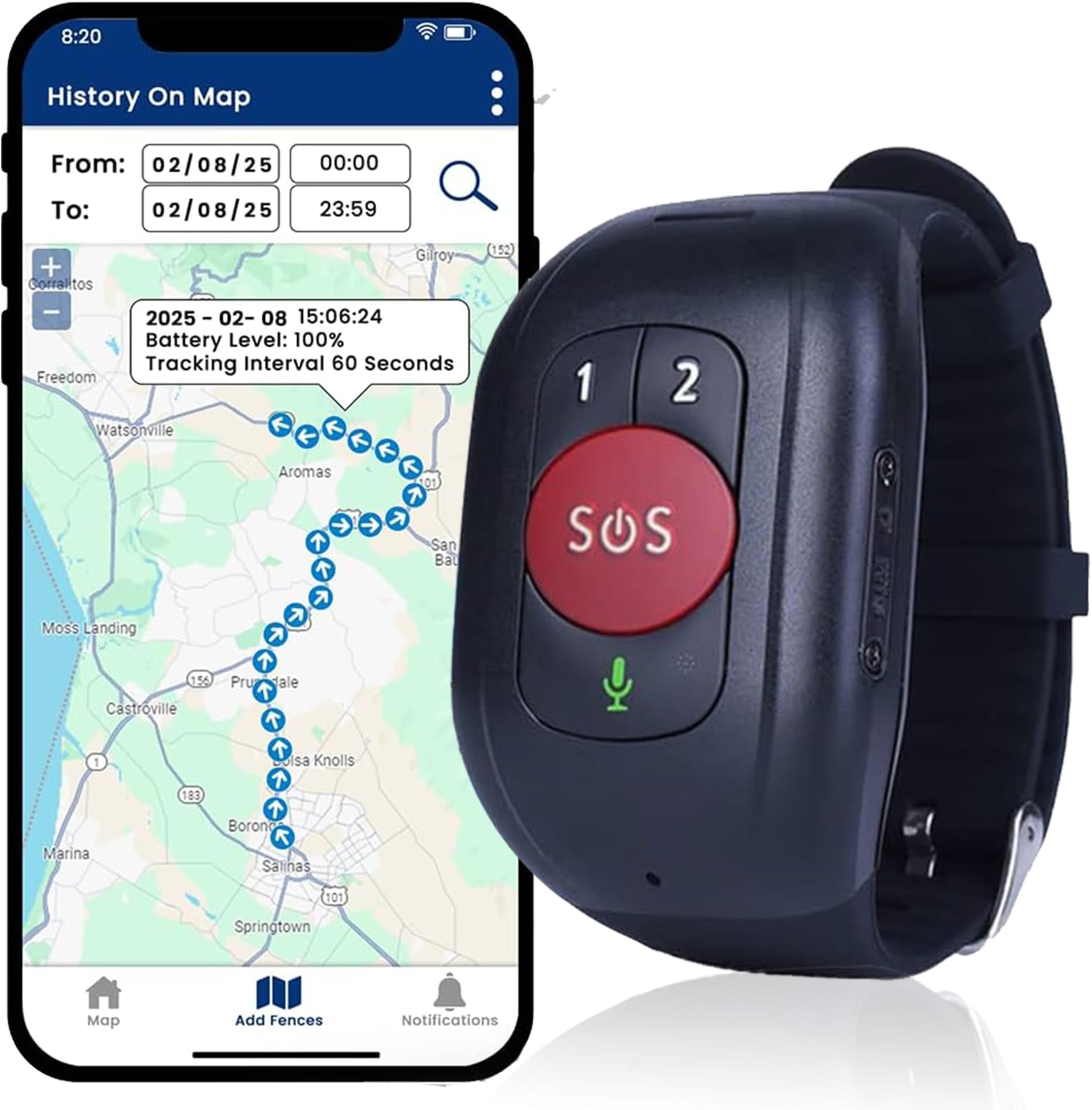 SecuLife SOS Wristband Medical Alert Bracelet – Fall Alert Device for Elderly with Real-Time GPS, SOS Button & Assistive Speakerphone – Medical Alert System for Seniors with Dementia & Alzheimer’s