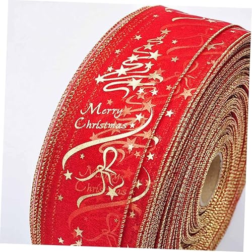 Miniatura 9 de EXCEART 6 rollos de cinta de grogrén de Navidad para recortar Navidad, cinta impresa para manualidades de Navidad, ramo de lazo para regalo, cinta
