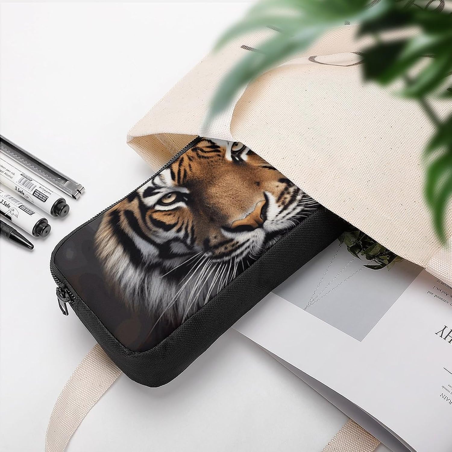 Tiger Pencil Pouch Soft Large Capacity Pencil Case image 5