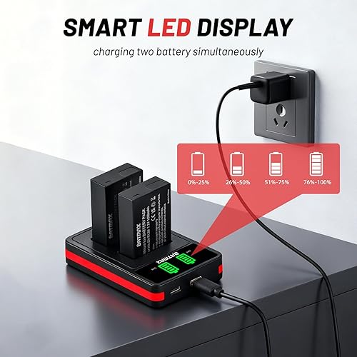 Miniatura 4 de Batmax Batería EN-EL20 (paquete de 2) + cargador LED USB LCD para Nikon EN-EL20 EN-EL20a Nikon P1000,1 J1, 1 J2, 1 J3, 1 S1, 1 V3, Coolpix A, 1 AW1,