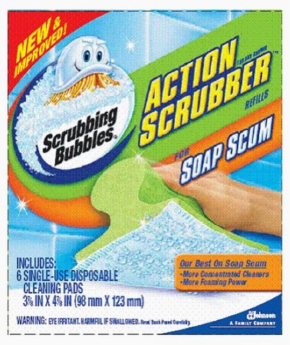 Scrubbing Bubbles Action Scrubber Soap Scum Refill, 6Count