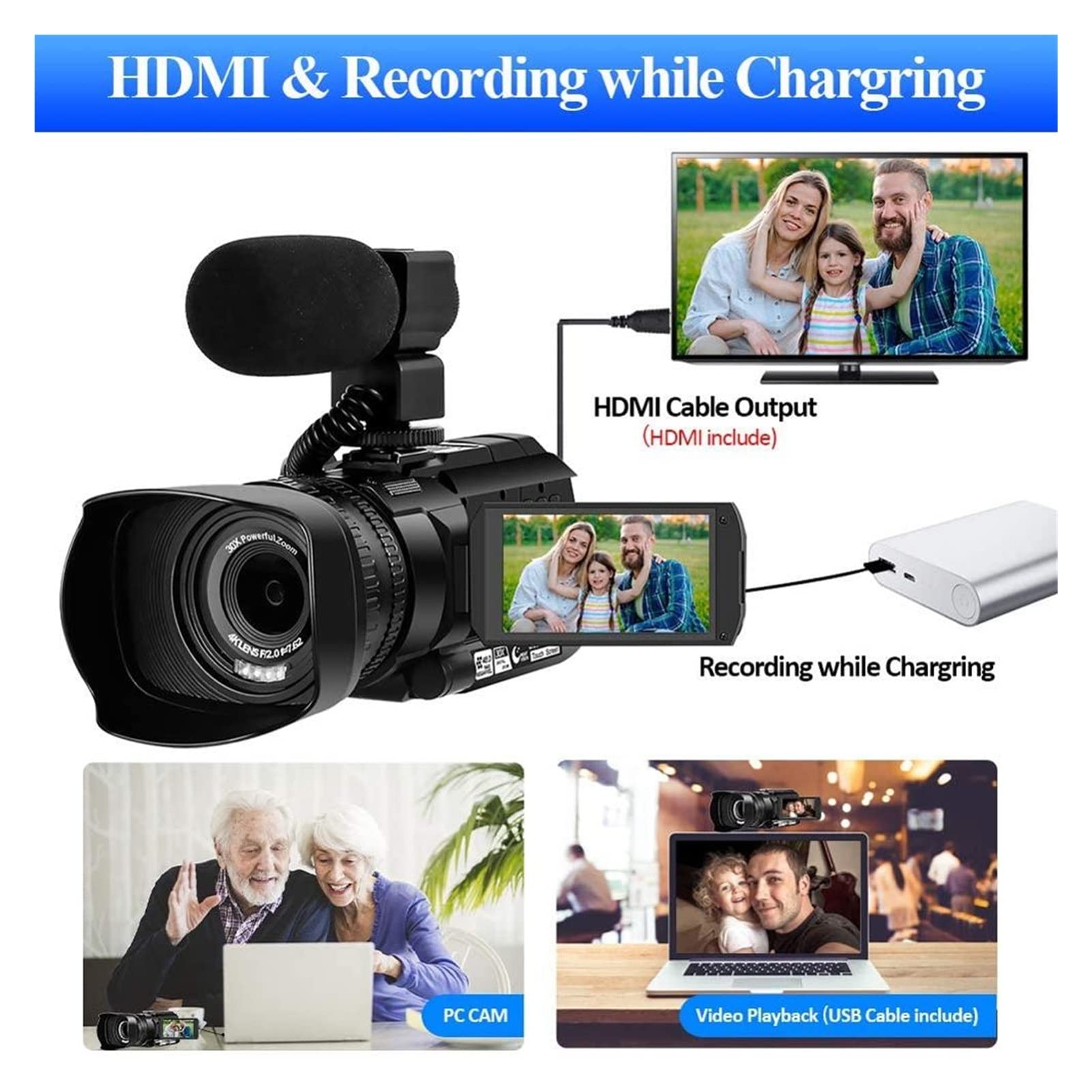 Amazon | ビデオカメラ カムコーダー カムコーダー4Kウルトラ HD