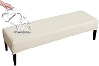 Vista 14 de FORCHEER Funda de banco para comedor de color marrón de 51-54 pulgadas de largo x 18 pulgadas, apariencia de cuero, funda elástica rectangular