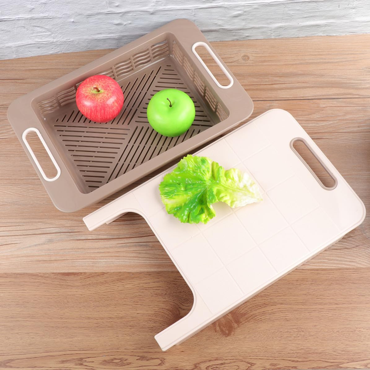 ULTECHNOVO Tabla de Cocina Multifuncional de Plástico PP Desagüe y Cesta para Verduras, Extensible, para Uso en Camping y Preparación de Alimentos Color Reutilizable Color Aleatorio