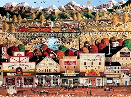 1000 Piece Jigsaw Puzzle For Adults Charles Wysocki Train To Towndifficult Jigsaw Puzzle Featuring Stunning And Colorful Artwork – Thick, Sturdy Pieces, Challenging Family Activity